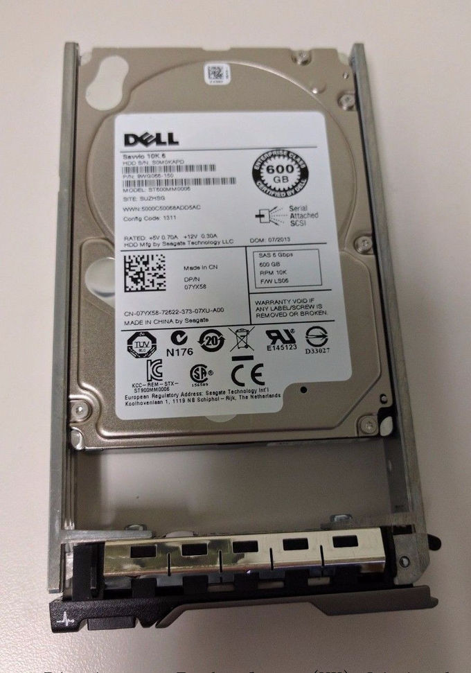 Drive σκληρών δίσκων κεντρικών υπολογιστών της Dell, σκληρός δίσκος 600GB 10K 6Gb/s 7YX58 ST600MM0006 sata 10k
